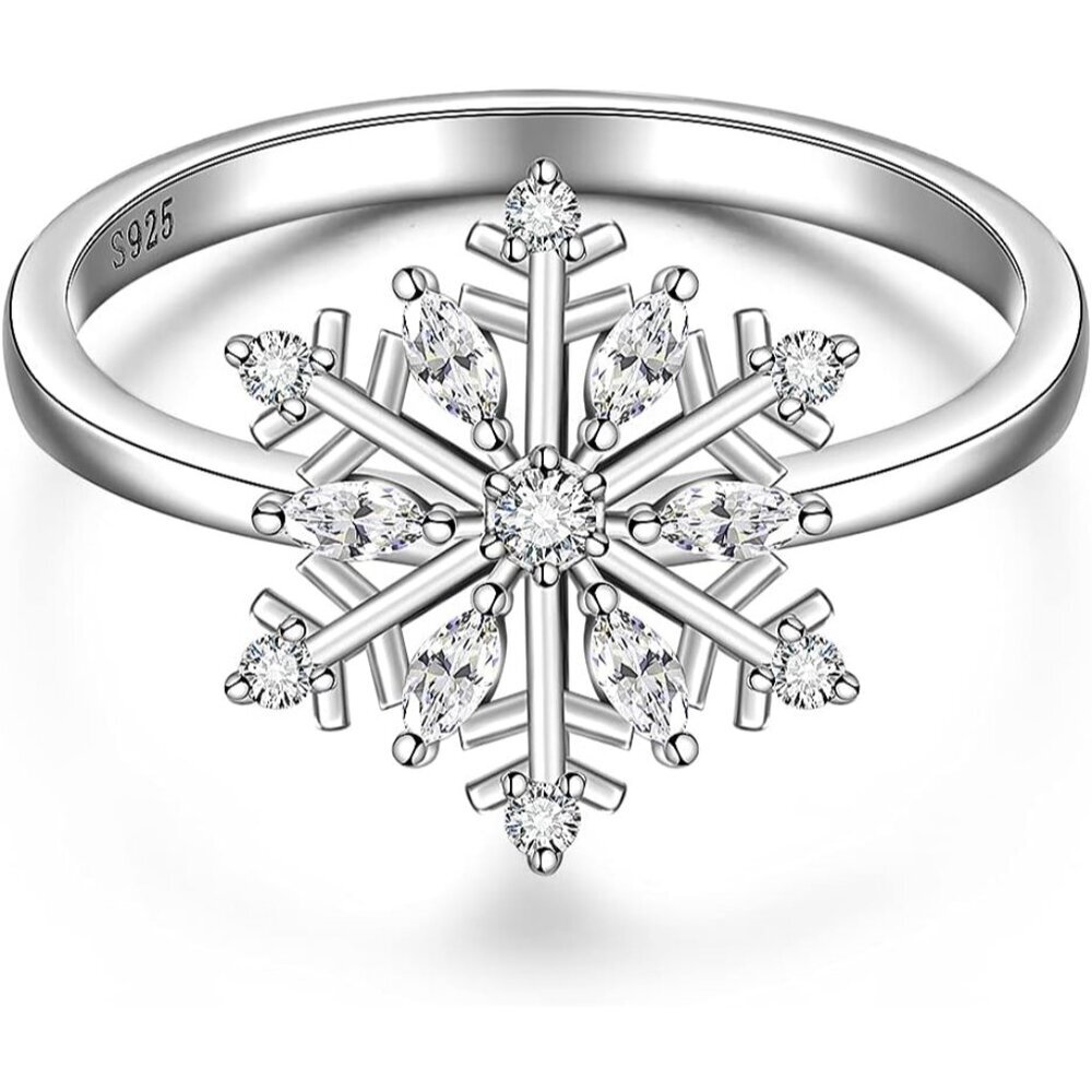 Snowflake Ring Winter Rings 925 Sterling Silver Snowflake Ring Simple Gifts for